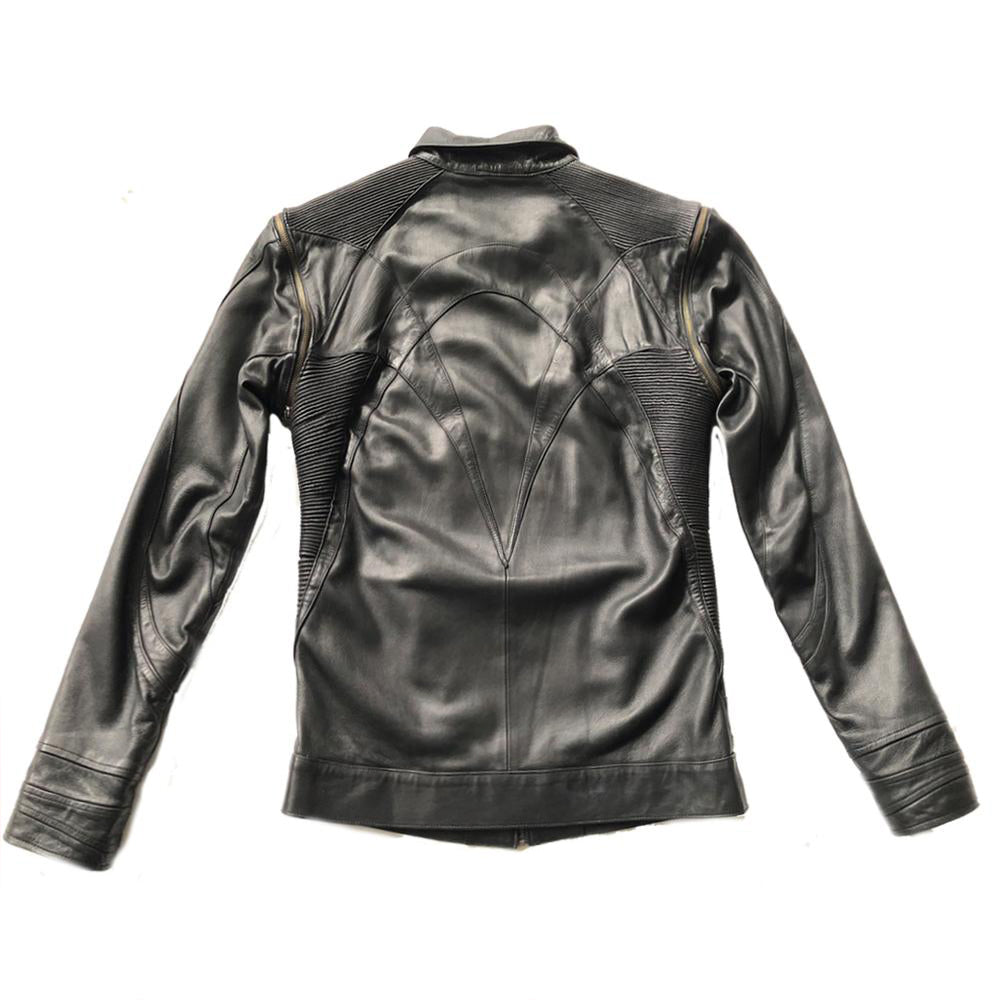 men's black leather jacket