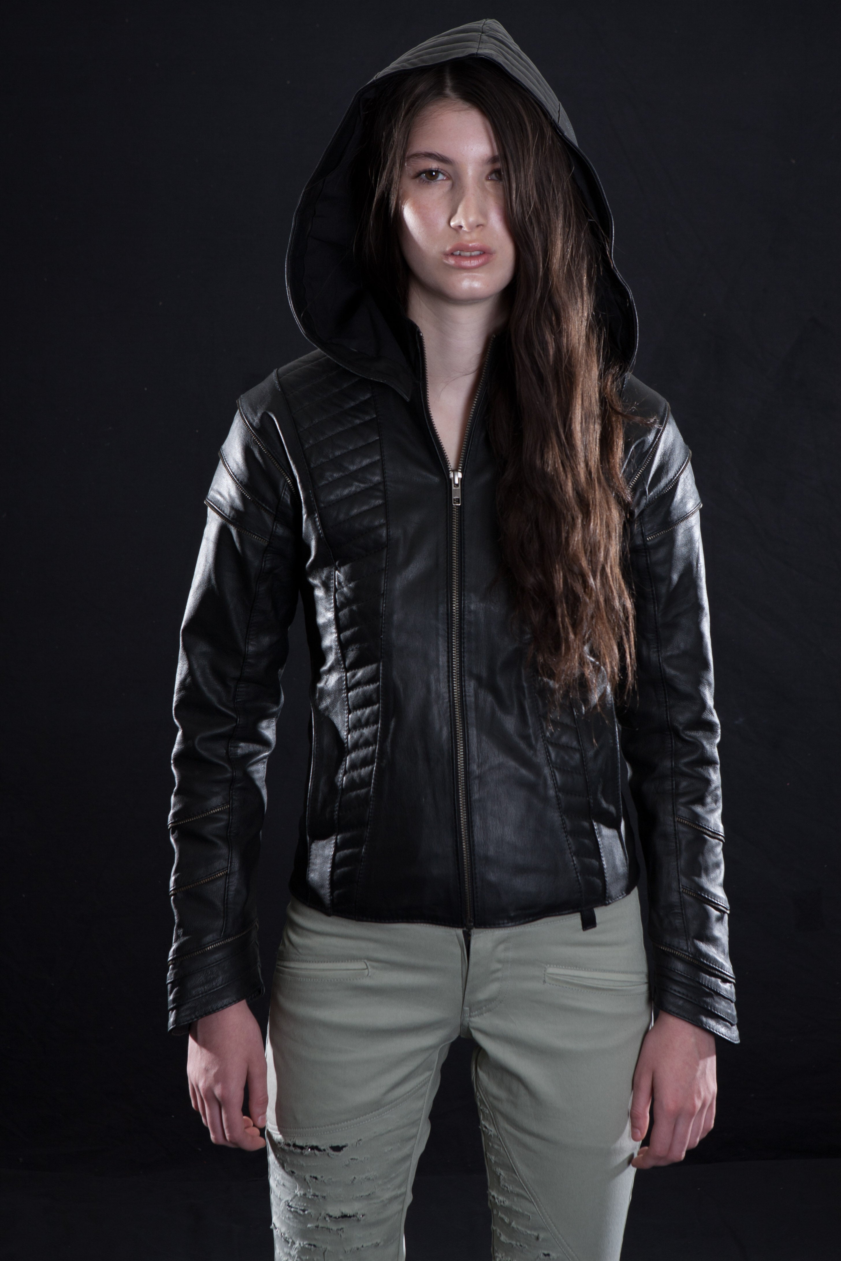 littleKINGDesigns | Interlace leather jacket for women showcases exquisite leather detailing 